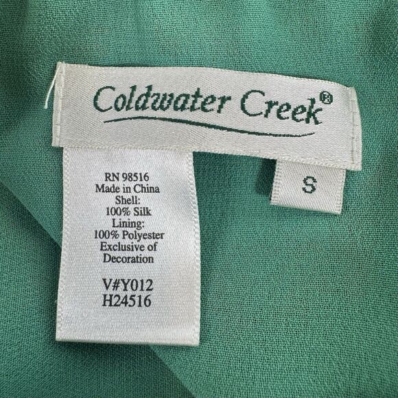 Coldwater Creek Silk Maxi Skirt Size S Green Sequin Forest Fairy Goblin Boho Y2K - Picture 8 of 8